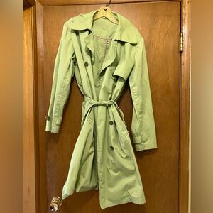 Garnet Hill Green Cotton Trench Coat Sz M